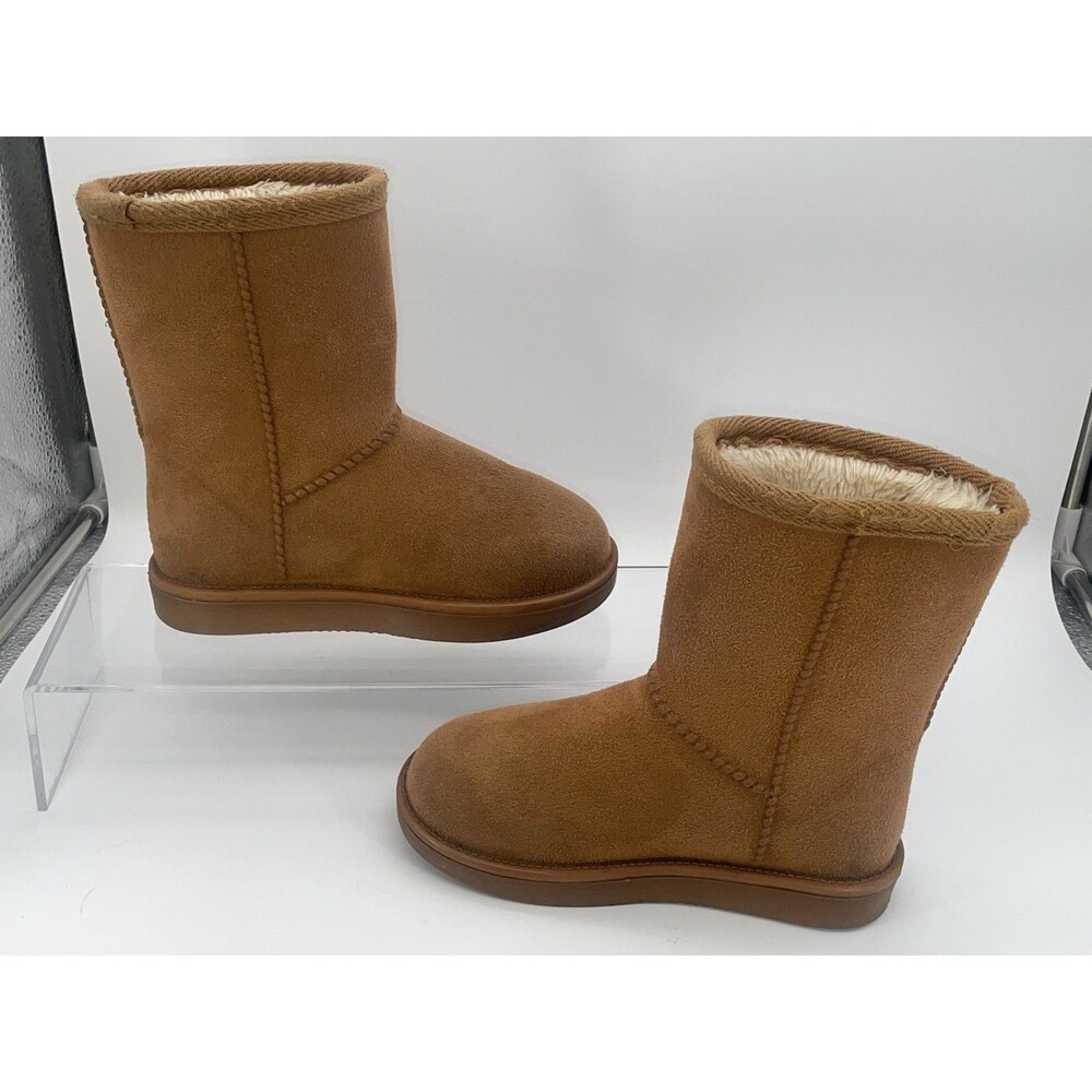Girls Winter Boots Faux Suede Faux Fur Lined Chestnut Brown Size 11.5 Youth - Picture 2 of 5